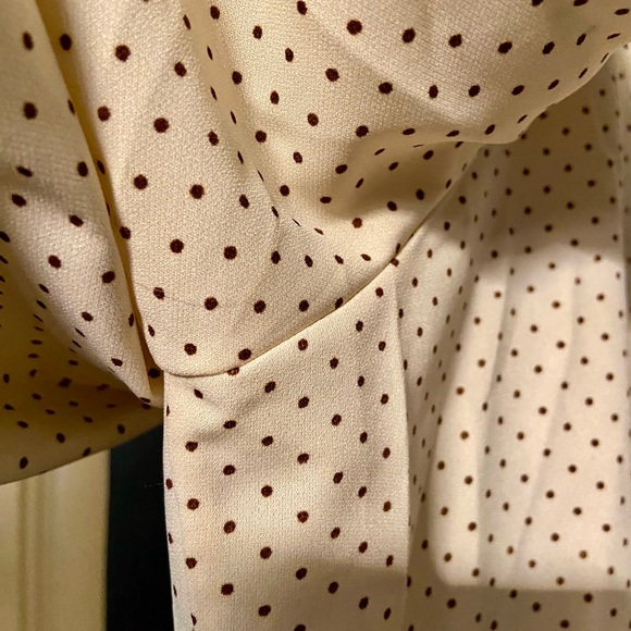 Unique Vintage Cream and Brown Polka Dot Blouse - Picture 9 of 9